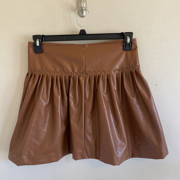 First Love Lovelyn Brown Faux Leather Western Rodeo Festival Mini Skirt Medium - Picture 1 of 8